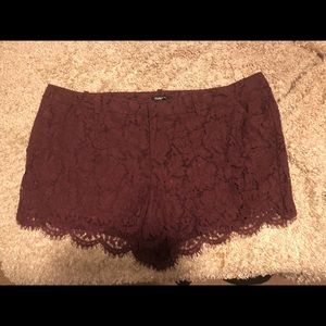 Torrid Lace Burgundy Shorts